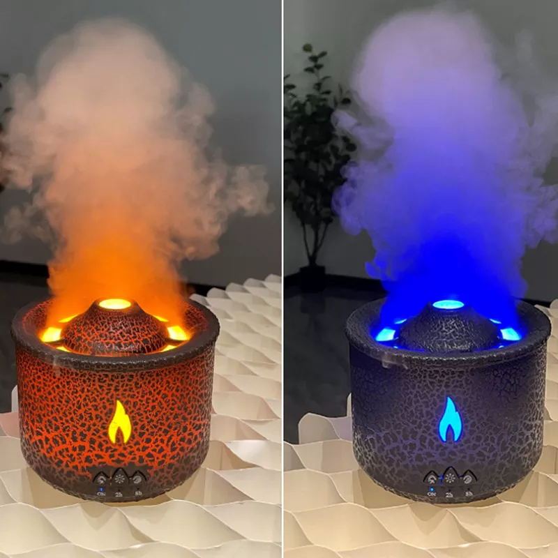 Wholesale Jellyfish Fire Volcano Humidifier Air Diffuser Wholesale Portable Flame Oil Essential Aroma Mini Volcanic Diffuser