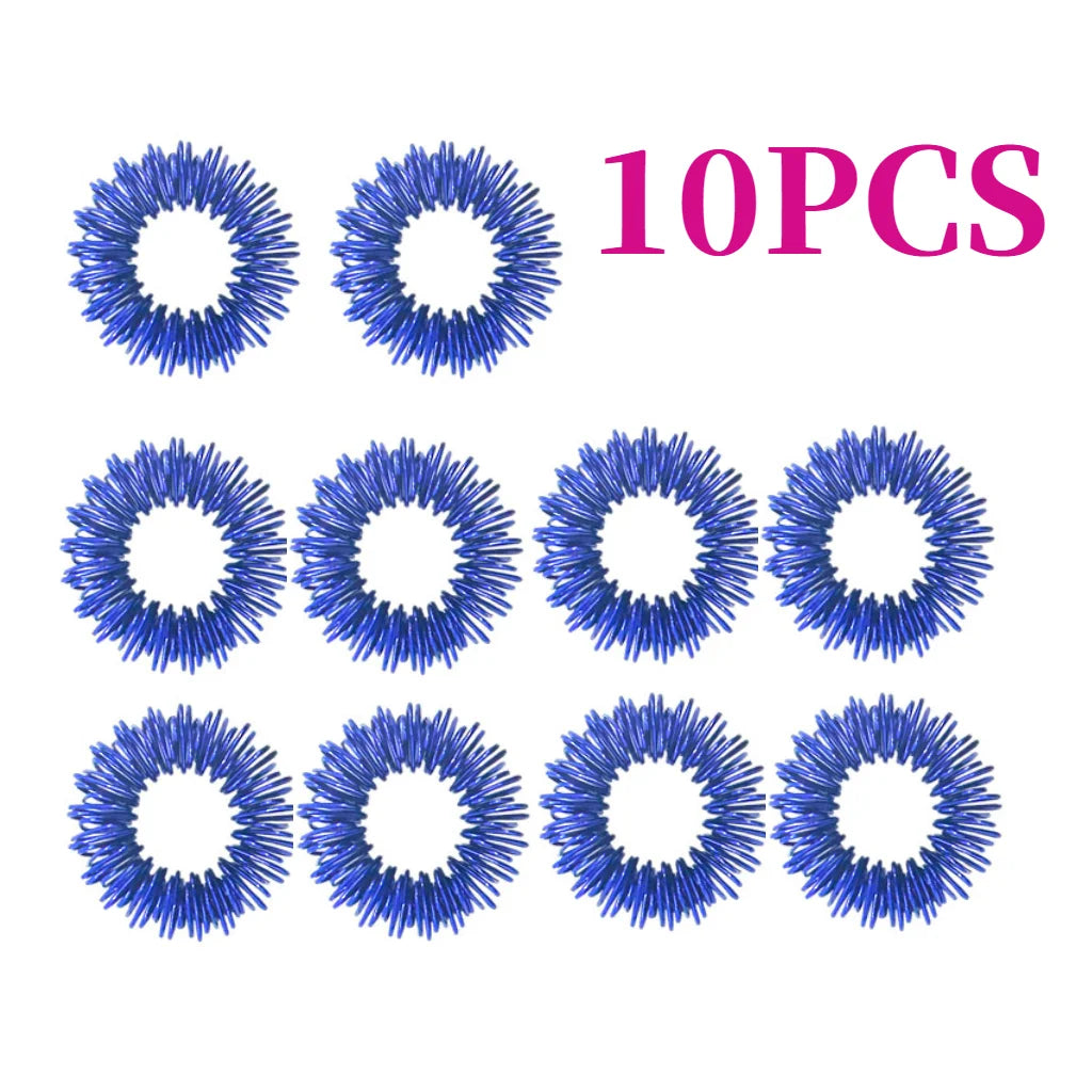 10PCS/Pack Acupressure Rings Spiky Sensory Finger Rings Set for Teens Adults Stress Reducer Massager Stress Relief Fidget Toys