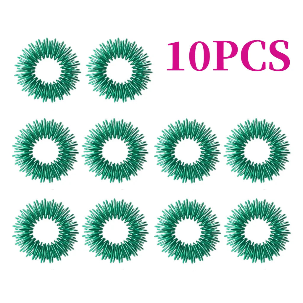 10PCS/Pack Acupressure Rings Spiky Sensory Finger Rings Set for Teens Adults Stress Reducer Massager Stress Relief Fidget Toys