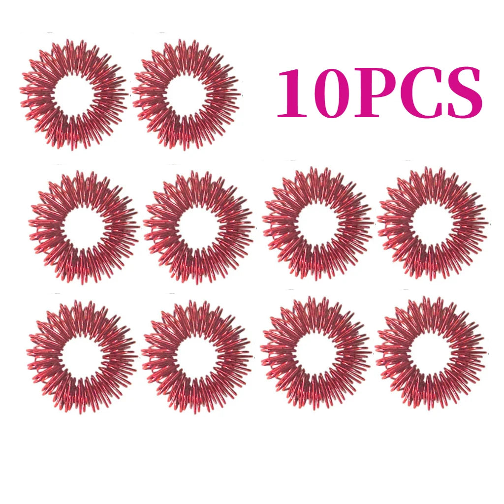 10PCS/Pack Acupressure Rings Spiky Sensory Finger Rings Set for Teens Adults Stress Reducer Massager Stress Relief Fidget Toys