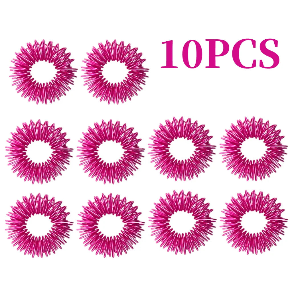 10PCS/Pack Acupressure Rings Spiky Sensory Finger Rings Set for Teens Adults Stress Reducer Massager Stress Relief Fidget Toys